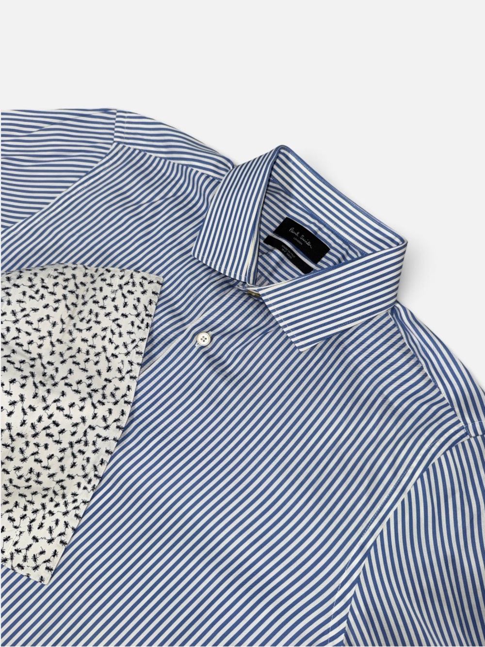 Paul Smith mens 16.5 Soho blue white stripe French cuff ants cotton dress shirt